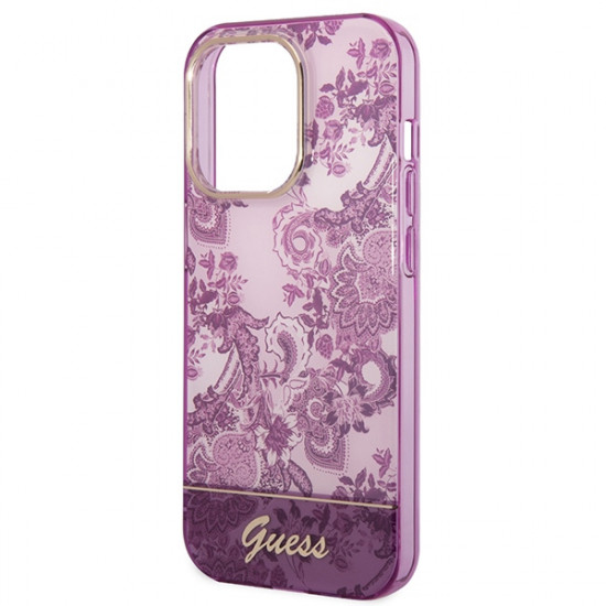 Guess GUHCP14LHGPLHF Apple iPhone 14 Pro fuschia hardcase Porcelain Collection