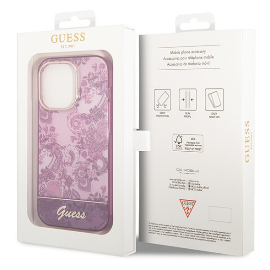 Guess GUHCP14LHGPLHF Apple iPhone 14 Pro fuschia hardcase Porcelain Collection