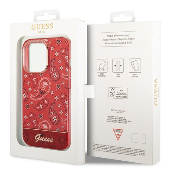 Guess GUHCP14XHGBNHR Apple iPhone 14 Pro Max red hardcase Bandana Paisley