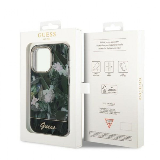 Guess GUHCP14LHGJGHA Apple iPhone 14 Pro green hardcase Jungle Collection