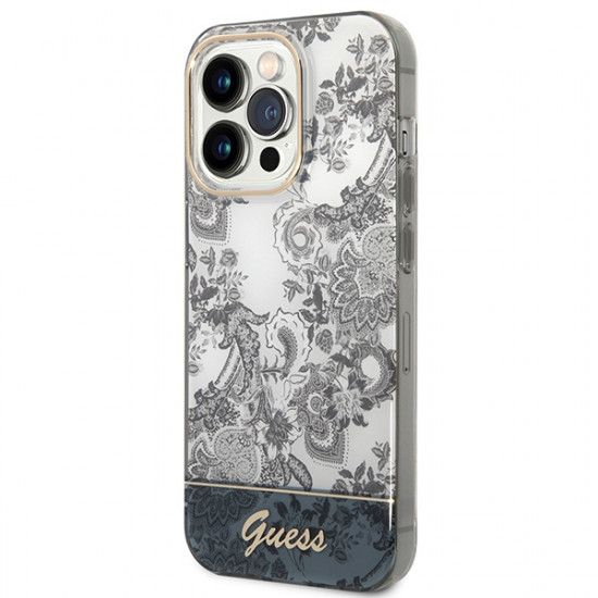 Guess GUHCP14LHGPLHG Apple iPhone 14 Pro grey hardcase Porcelain Collection