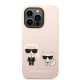 Karl Lagerfeld KLHMP14LSSKCI Apple iPhone 14 Pro hardcase jasnolight pink Silicone Karl & Choupette Magsafe