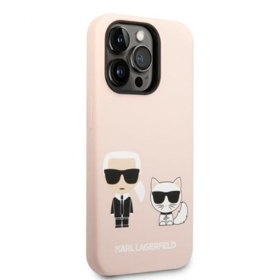 Karl Lagerfeld KLHMP14LSSKCI Apple iPhone 14 Pro hardcase jasnolight pink Silicone Karl & Choupette Magsafe