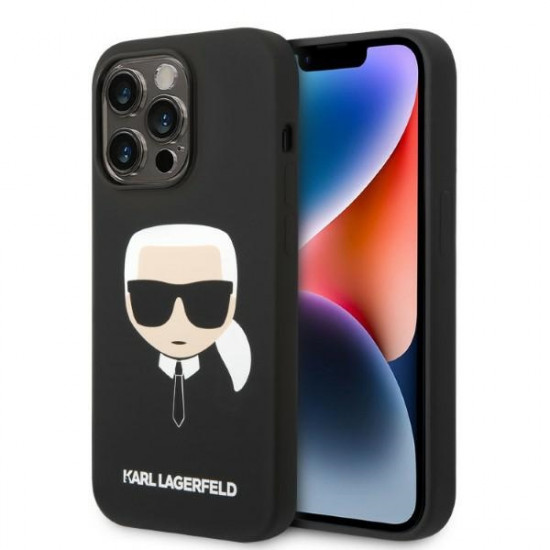 Karl Lagerfeld KLHMP14XSLKHBK Apple iPhone 14 Pro Max hardcase black Silicone Karl`s Head Magsafe