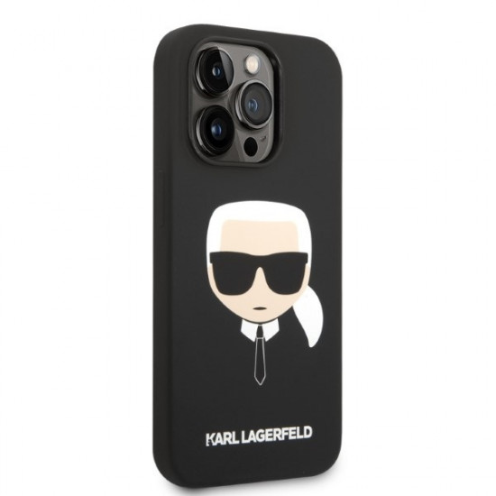 Karl Lagerfeld KLHMP14XSLKHBK Apple iPhone 14 Pro Max hardcase black Silicone Karl`s Head Magsafe