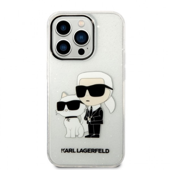 Karl Lagerfeld KLHCP14LHNKCTGT Apple iPhone 14 Pro transparent hardcase IML GLIT NFT Karl&Choupette