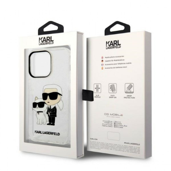 Karl Lagerfeld KLHCP14LHNKCTGT Apple iPhone 14 Pro transparent hardcase IML GLIT NFT Karl&Choupette