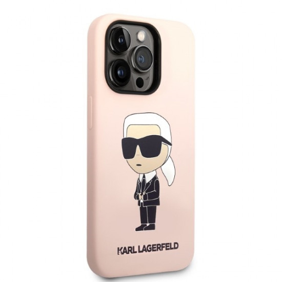 Karl Lagerfeld KLHMP14LSNIKBCP Apple iPhone 14 Pro hardcase pink Silicone NFT Ikonik Magsafe