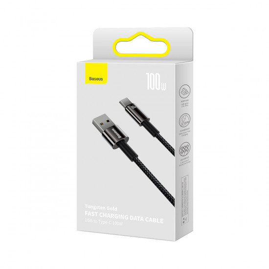 Baseus Tungsten Gold Cable USB/USB-C 480Mbps 100W 2m black
