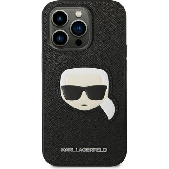 Karl Lagerfeld KLHCP14XSAPKHK Apple iPhone 14 Pro Max black hardcase Saffiano Karl`s Head Patch