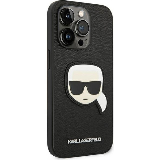 Karl Lagerfeld KLHCP14XSAPKHK Apple iPhone 14 Pro Max black hardcase Saffiano Karl`s Head Patch