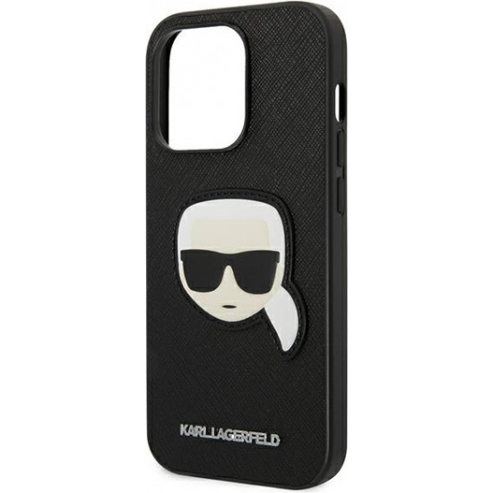 Karl Lagerfeld KLHCP14XSAPKHK Apple iPhone 14 Pro Max black hardcase Saffiano Karl`s Head Patch