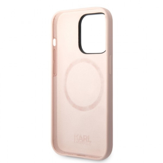 Karl Lagerfeld KLHMP14XSSKCI Apple iPhone 14 Pro Max hardcase light pink Silicone Karl & Choupette Magsafe