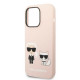 Karl Lagerfeld KLHMP14XSSKCI Apple iPhone 14 Pro Max hardcase light pink Silicone Karl & Choupette Magsafe