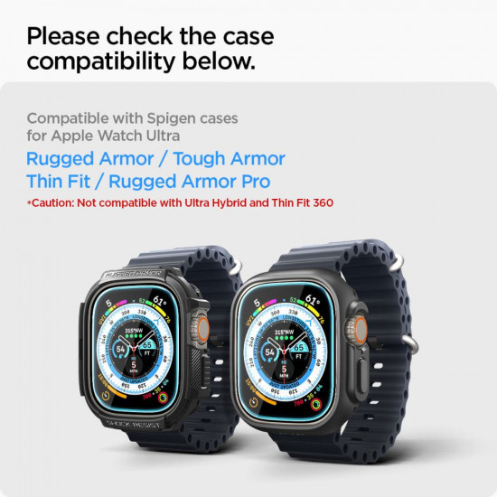 TEMPERED GLASS SPIGEN GLAS.TR ”EZ FIT” 2-PACK APPLE WATCH ULTRA (49 MM) CLEAR
