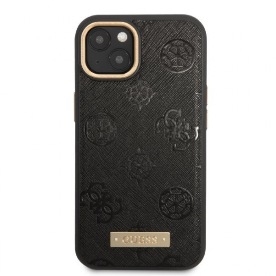 Guess GUHMP13MSAPSTK Apple iPhone 13 black hardcase Peony Logo Plate MagSafe