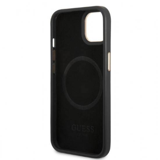 Guess GUHMP13MSAPSTK Apple iPhone 13 black hardcase Peony Logo Plate MagSafe