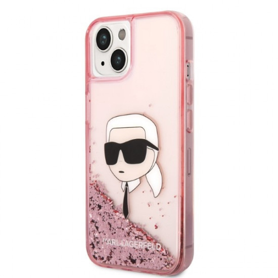 Karl Lagerfeld KLHCP14SLNKHCP Apple iPhone 14 pink hardcase Glitter Karl Head