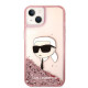 Karl Lagerfeld KLHCP14SLNKHCP Apple iPhone 14 pink hardcase Glitter Karl Head