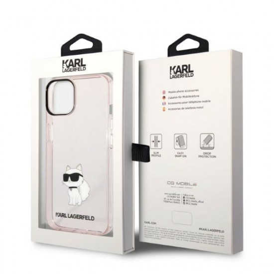 Karl Lagerfeld KLHCP14MHNCHTCP Apple iPhone 14 Plus pink hardcase Ikonik Choupette