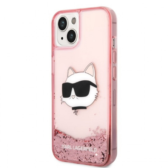 Karl Lagerfeld KLHCP14MLNCHCP Apple iPhone 14 Plus pink hardcase Glitter Choupette Head