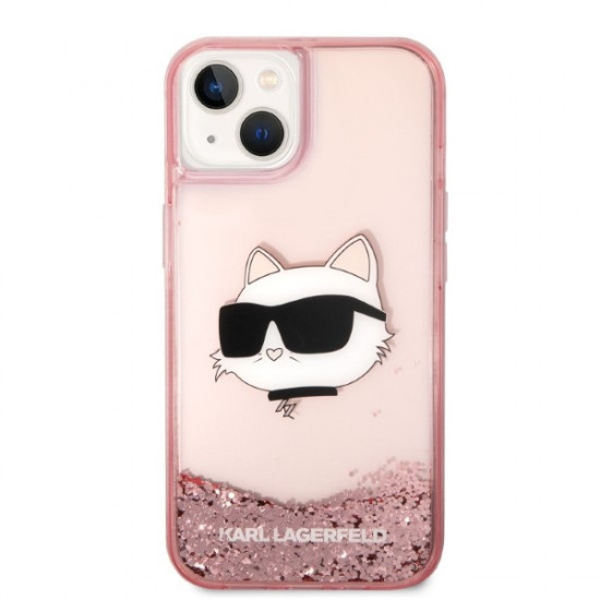 Karl Lagerfeld KLHCP14MLNCHCP Apple iPhone 14 Plus pink hardcase Glitter Choupette Head