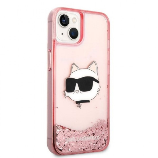 Karl Lagerfeld KLHCP14MLNCHCP Apple iPhone 14 Plus pink hardcase Glitter Choupette Head