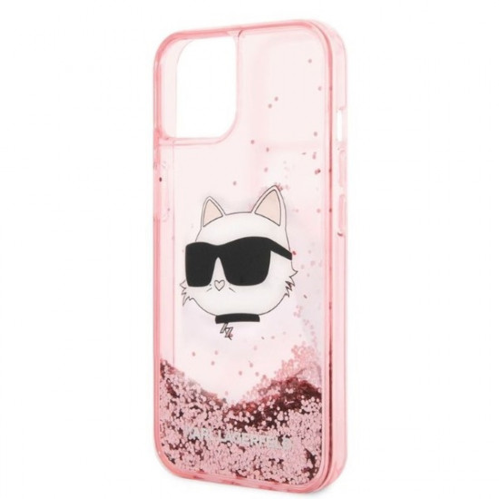 Karl Lagerfeld KLHCP14MLNCHCP Apple iPhone 14 Plus pink hardcase Glitter Choupette Head