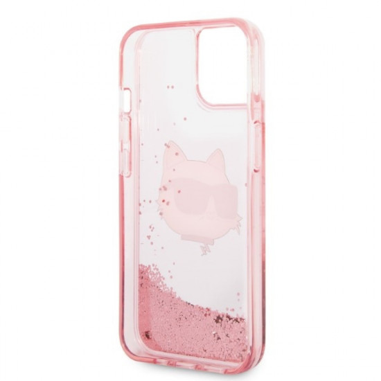 Karl Lagerfeld KLHCP14MLNCHCP Apple iPhone 14 Plus pink hardcase Glitter Choupette Head