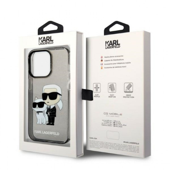 Karl Lagerfeld KLHCP14XHNKCTGK Apple iPhone 14 Pro Max black hardcase IML GLIT NFT Karl&Choupette