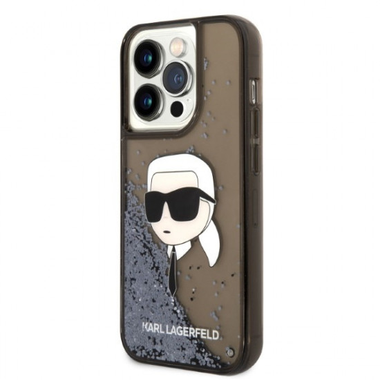 Karl Lagerfeld KLHCP14XLNKHCK Apple iPhone 14 Pro Max black hardcase Glitter NFT Karl Head