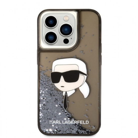 Karl Lagerfeld KLHCP14XLNKHCK Apple iPhone 14 Pro Max black hardcase Glitter NFT Karl Head