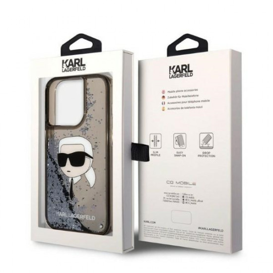 Karl Lagerfeld KLHCP14XLNKHCK Apple iPhone 14 Pro Max black hardcase Glitter NFT Karl Head