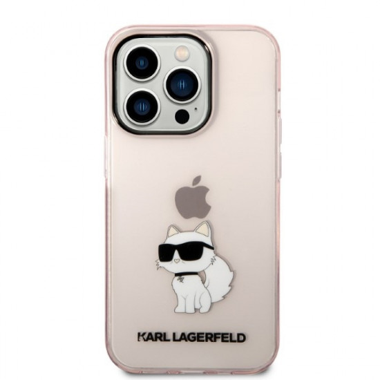 Karl Lagerfeld KLHCP14XHNCHTCP Apple iPhone 14 Pro Max pink hardcase Ikonik Choupette