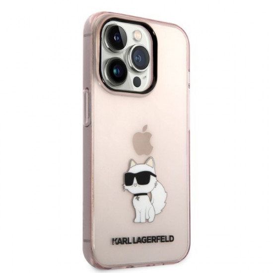 Karl Lagerfeld KLHCP14XHNCHTCP Apple iPhone 14 Pro Max pink hardcase Ikonik Choupette