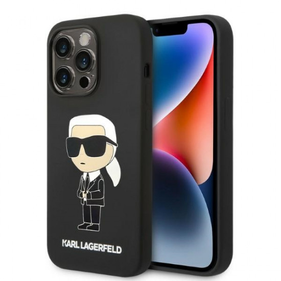 Karl Lagerfeld KLHCP14LSNIKBCK Apple iPhone 14 Pro hardcase black Silicone Ikonik