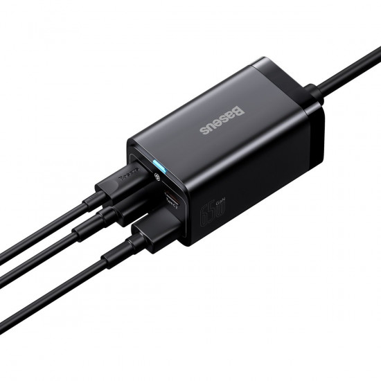 Baseus GaN3 Pro Desktop Fast Charger 2C+2U 65W EU Black(Include: Baseus Xiaobai series fast charging Cable Type-C to Type-C 100W(20V/5A) 1m Black）