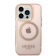 Guess GUHMP14LHTCMP Apple iPhone 14 Pro pink hard case Gold Outline Translucent MagSafe