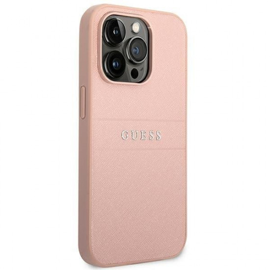 Guess GUHCP14LPSASBPI iPhone 14 Pro 6,1" różowy/pink Saffiano Strap