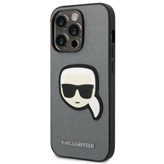 Karl Lagerfeld KLHCP14XSAPKHG iPhone 14 Pro Max 6,7" srebrny/silver hardcase Saffiano Karl`s Head Patch