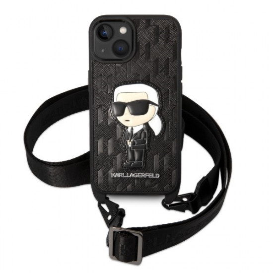 Karl Lagerfeld KLHCP14MSTKMK Apple iPhone 14 Plus black hardcase Monogram Ikonik Patch