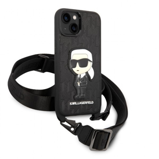 Karl Lagerfeld KLHCP14MSTKMK Apple iPhone 14 Plus black hardcase Monogram Ikonik Patch