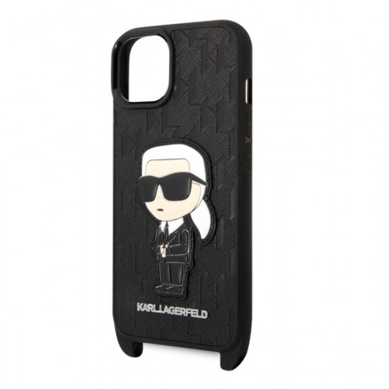 Karl Lagerfeld KLHCP14MSTKMK Apple iPhone 14 Plus black hardcase Monogram Ikonik Patch