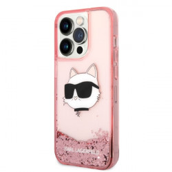 Karl Lagerfeld KLHCP14LLNCHCP Apple iPhone 14 Pro pink hardcase Glitter Choupette Head