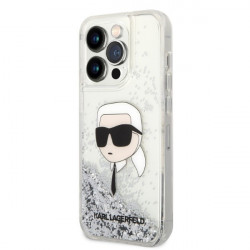 Karl Lagerfeld KLHCP14LLNKHCH Apple iPhone 14 Pro silver hardcase Glitter Karl Head