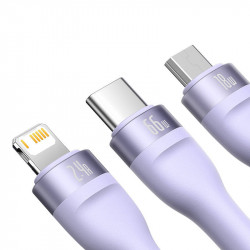 Baseus Flash II 3in 1 Cable, USB-USB-C/microUSB/Lightning, 66W, 1.2m (purple) Baseus Flash II 3in 1 Cable, USB-USB-C/microUSB/Lightning, 66W, 1.2m (purple)