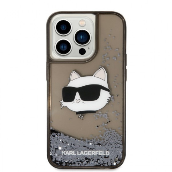 Karl Lagerfeld KLHCP14XLNCHCK Apple iPhone 14 Pro Max black hardcase Glitter Choupette Head