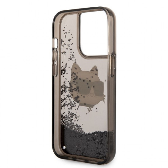 Karl Lagerfeld KLHCP14XLNCHCK Apple iPhone 14 Pro Max black hardcase Glitter Choupette Head