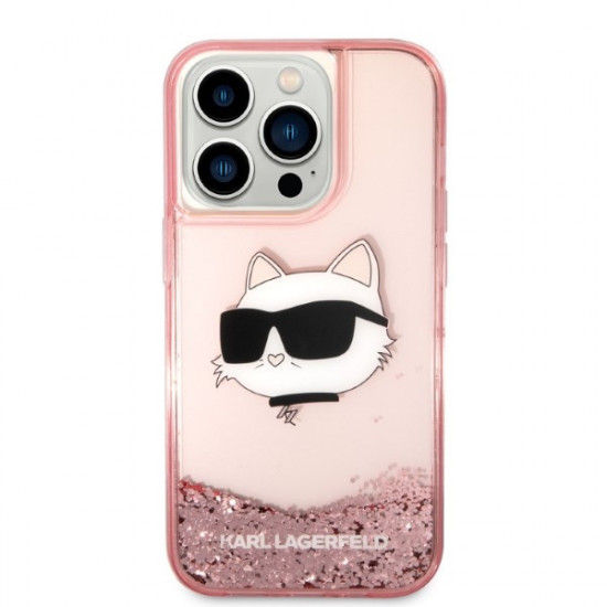 Karl Lagerfeld KLHCP14XLNCHCP Apple iPhone 14 Pro Max pink hardcase Glitter Choupette Head