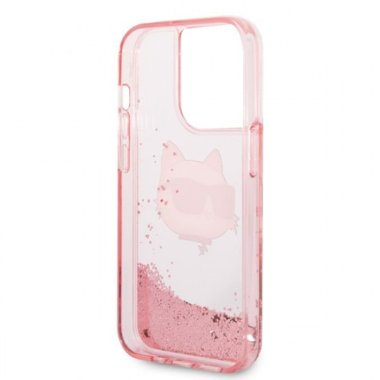 Karl Lagerfeld KLHCP14XLNCHCP Apple iPhone 14 Pro Max pink hardcase Glitter Choupette Head